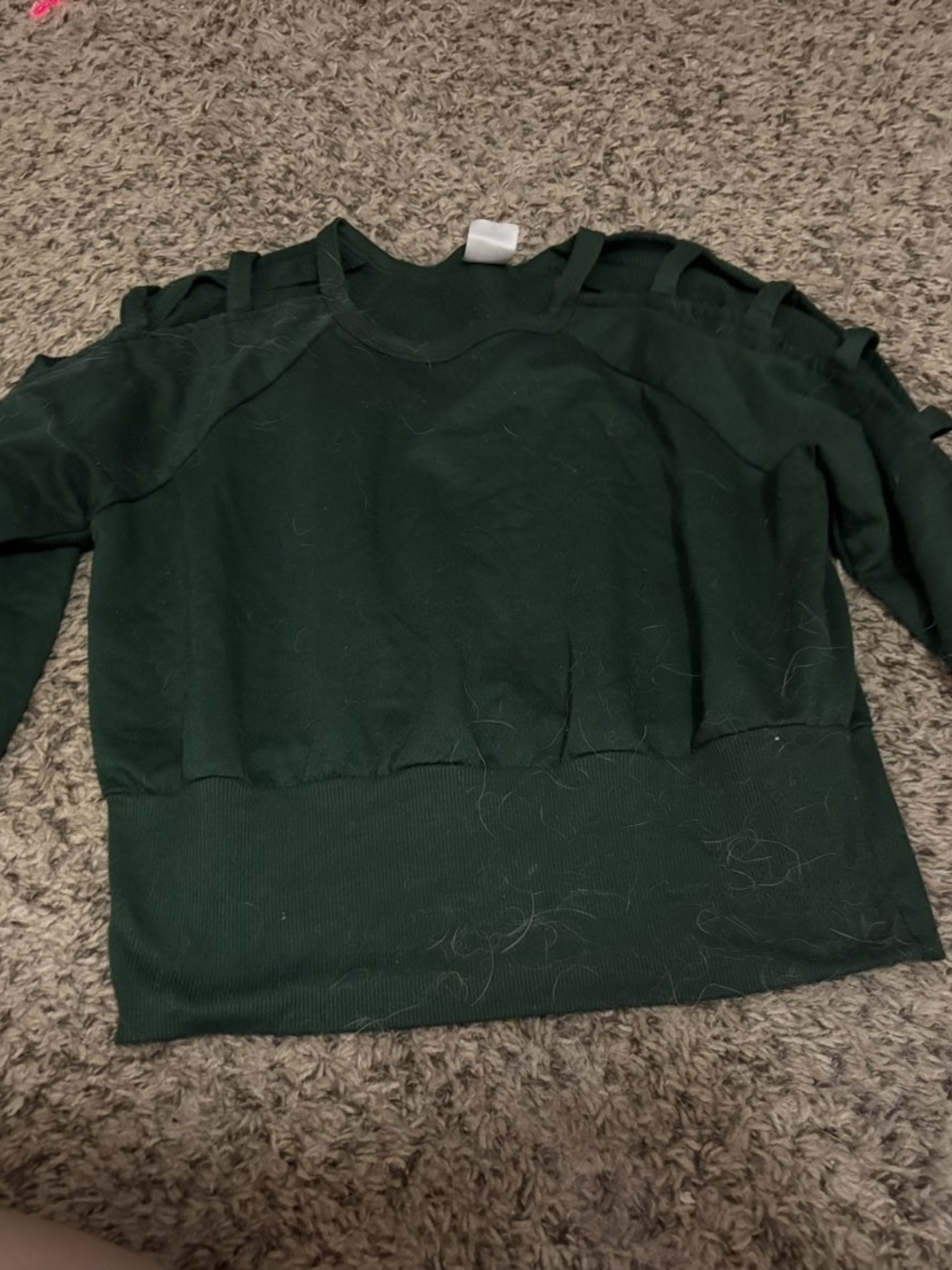 Womens' Dark Green Cold-Shoulder Sweatshirt Top